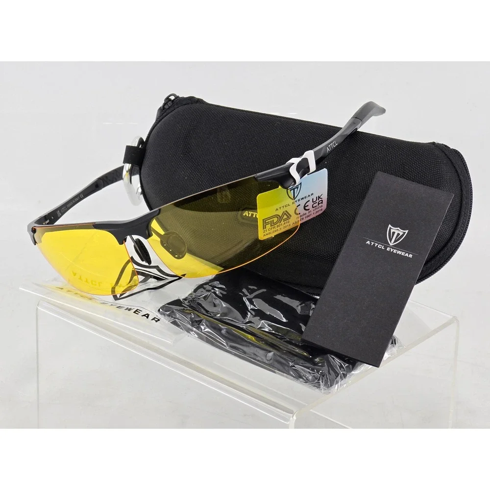 ATTCL Sports Night Vision Glasses Mens OS Black Yellow Polarized Driving - NEW